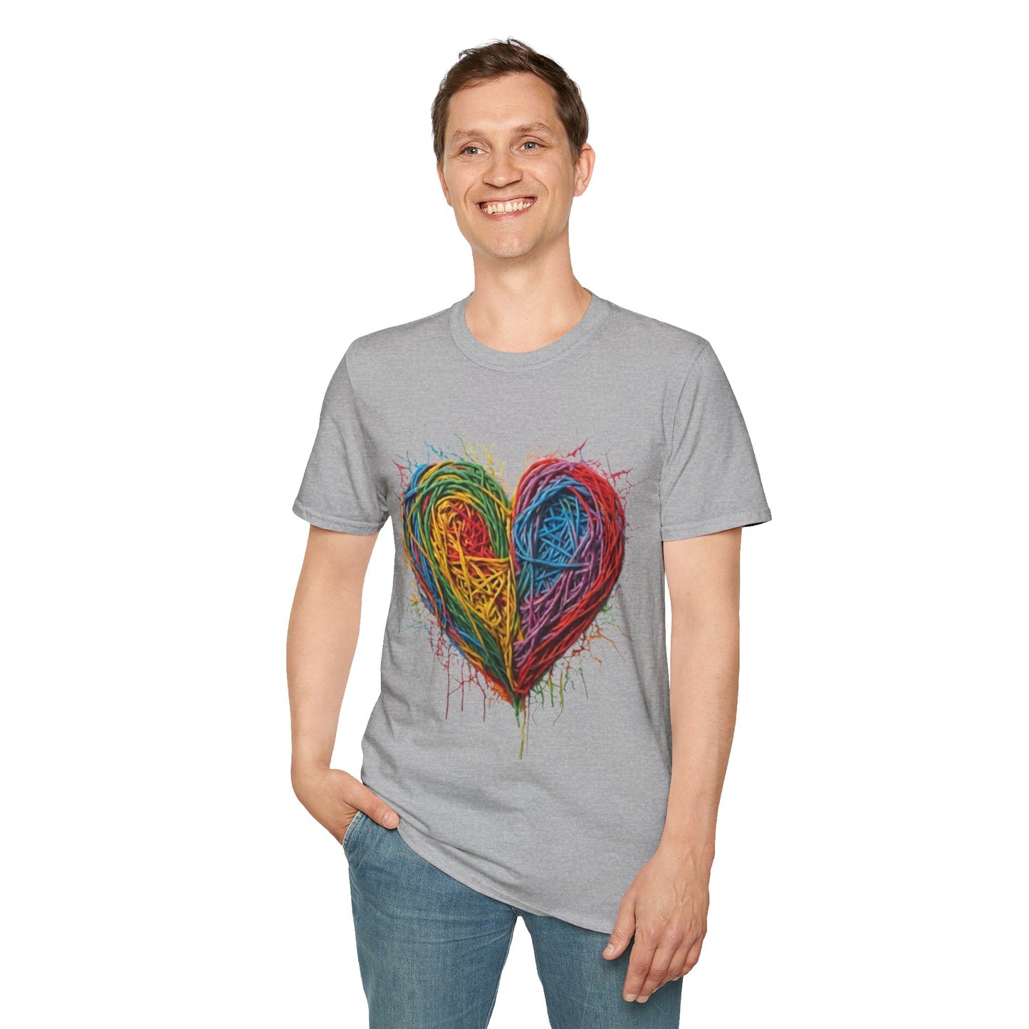 Multicoloured Scoubidou Heart - Unisex T-Shirt