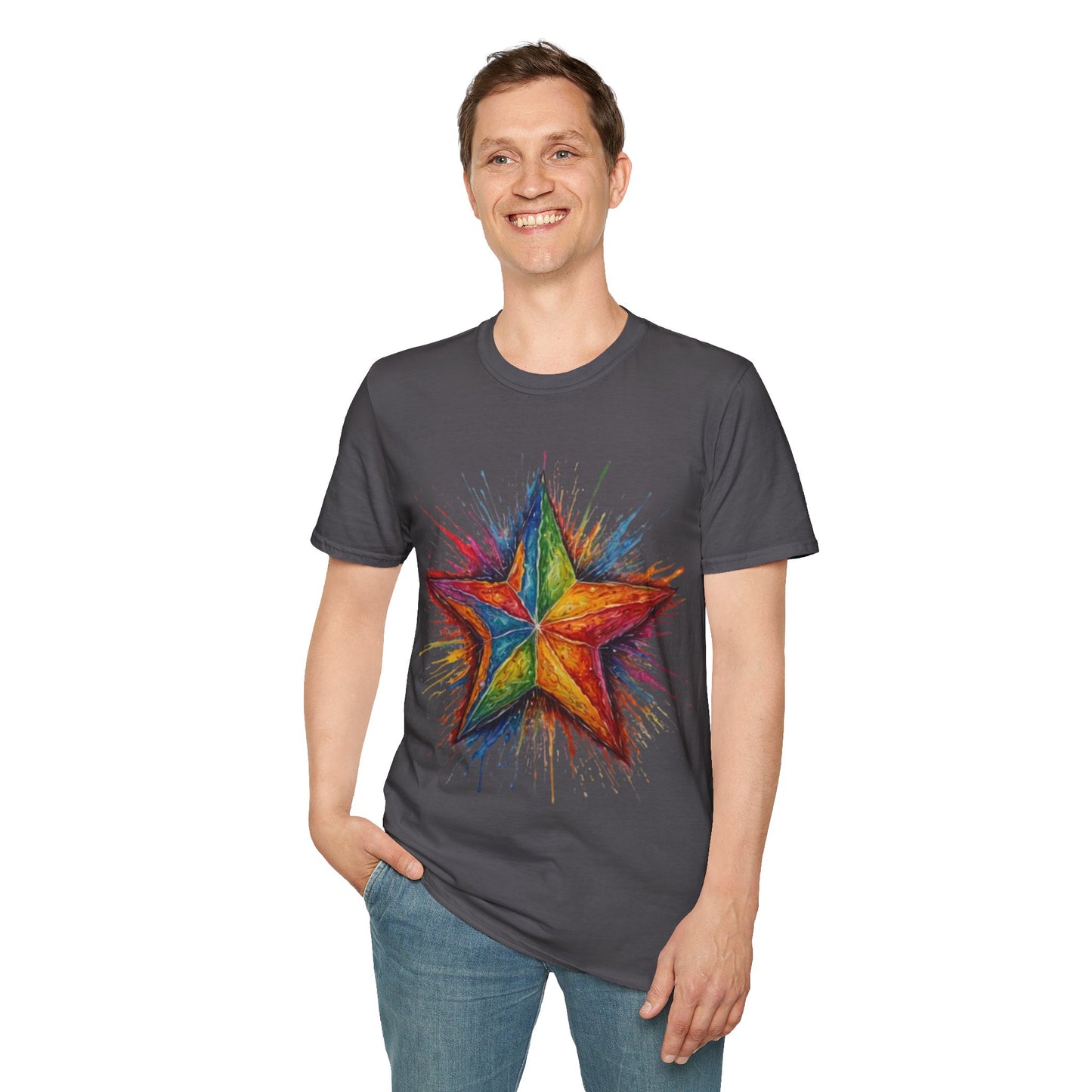 Burning Multicoloured Star - Unisex T-Shirt