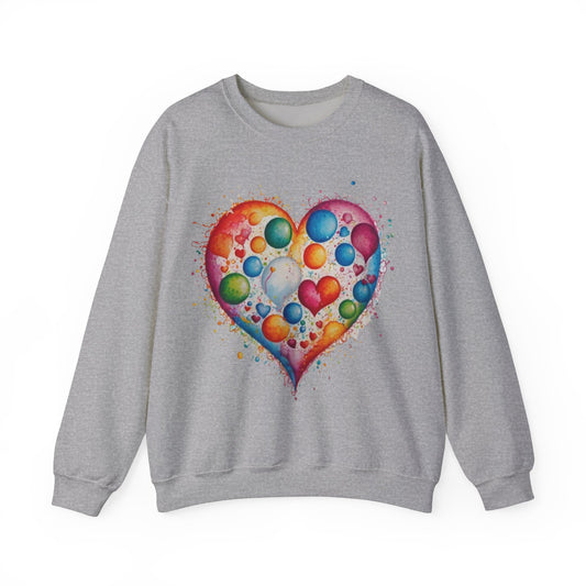 Colourful Messy Bubbles Love Heart - Unisex Crewneck Sweatshirt