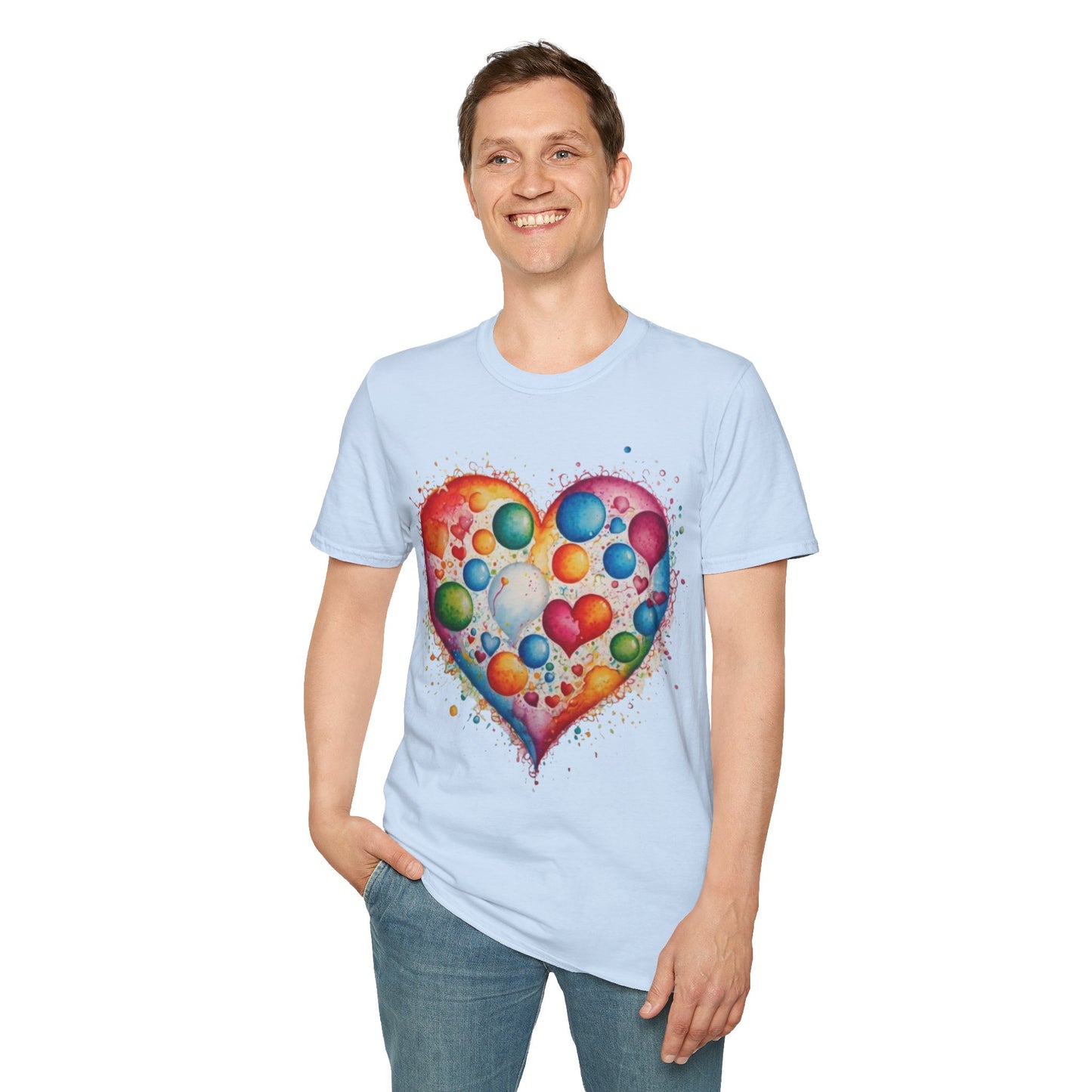 Colourful Messy Bubbles Love Heart - Unisex T-Shirt