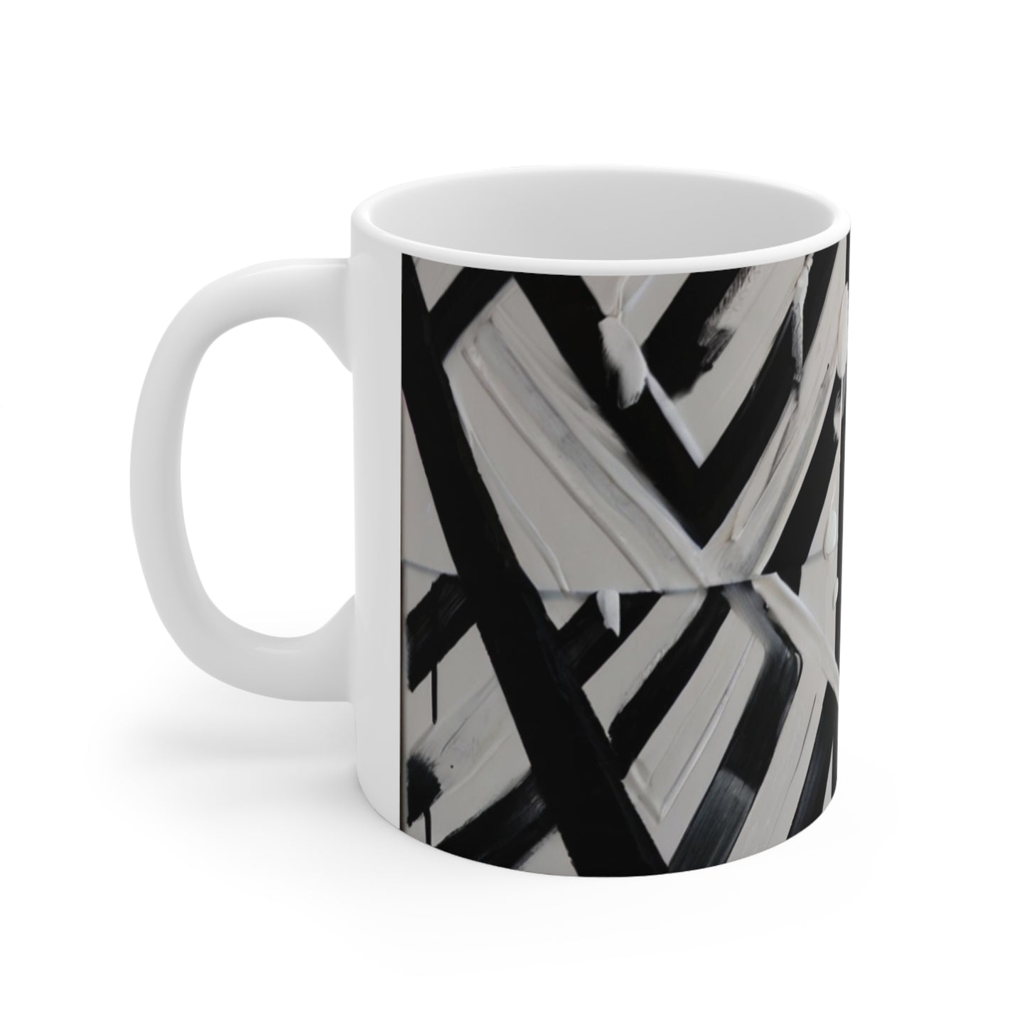 Black and White Paint Patterns Mug - Ceramic Coffee Mug 11oz
