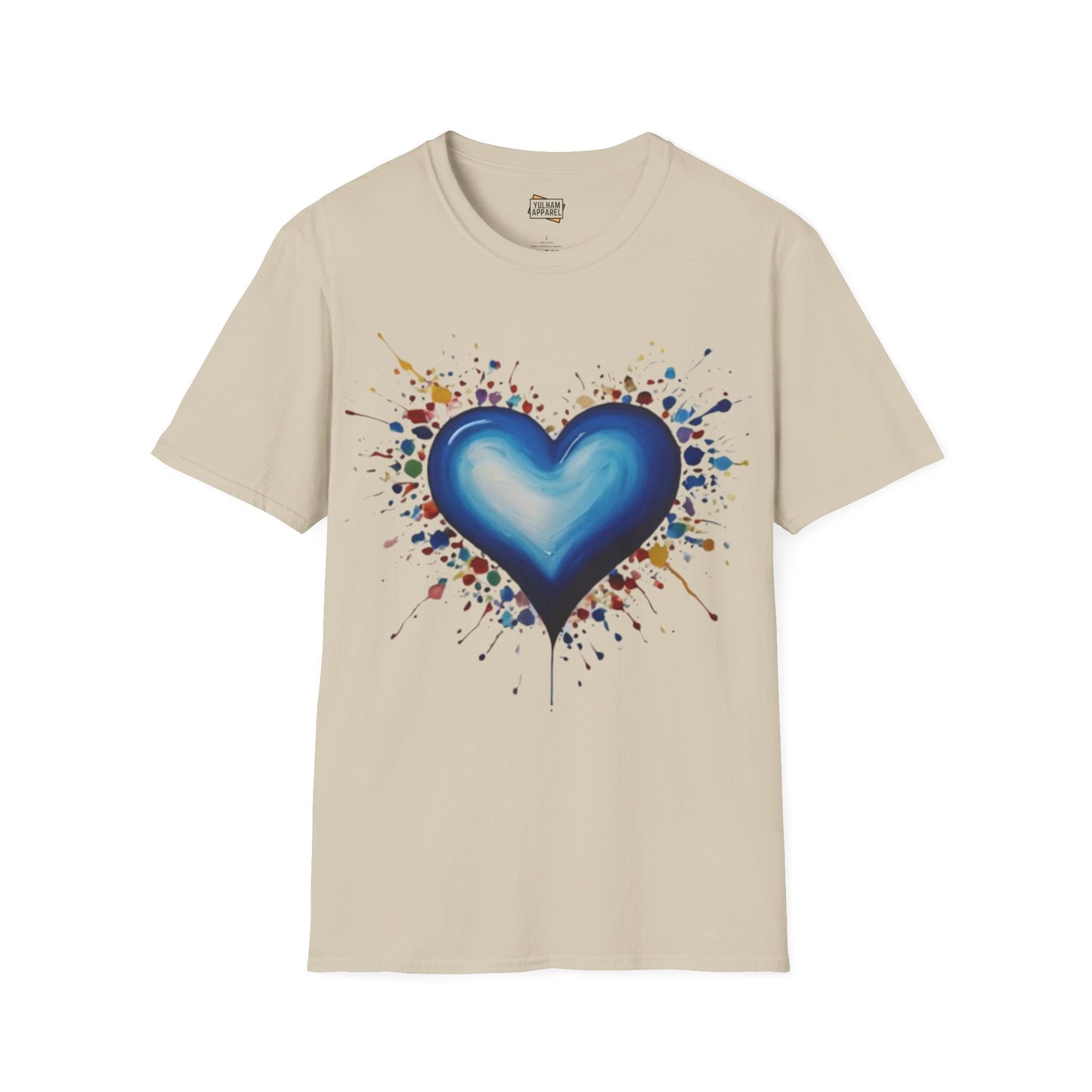 Messy Splatter Blue Love Heart - Unisex T-Shirt