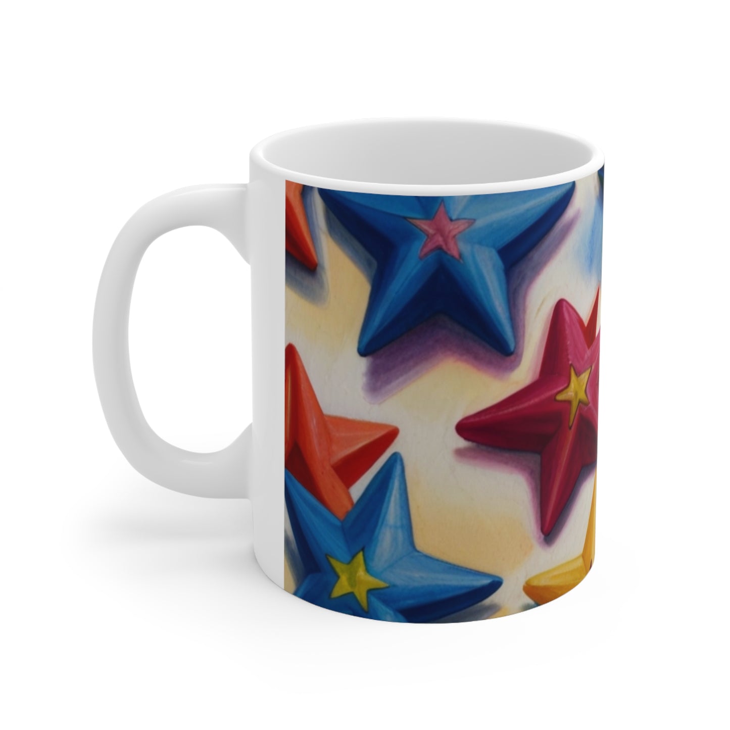 Large Colourful Stars Art Mug - Ceramic Coffee Mug 11oz