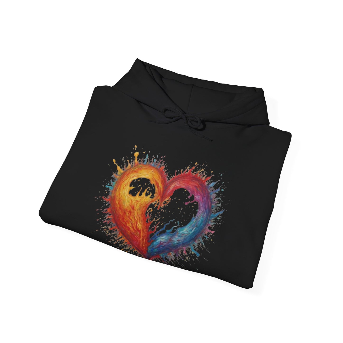 Colourful Burning Love Heart - Unisex Hooded Sweatshirt