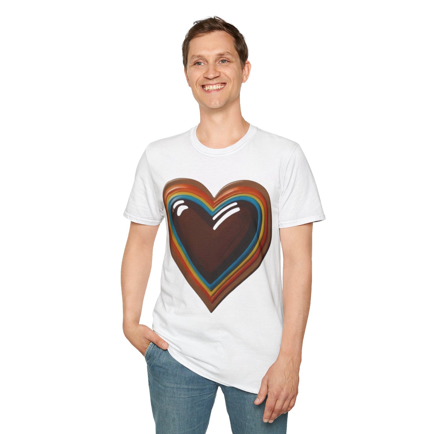 Colourful Brown Love Heart - Unisex T-Shirt