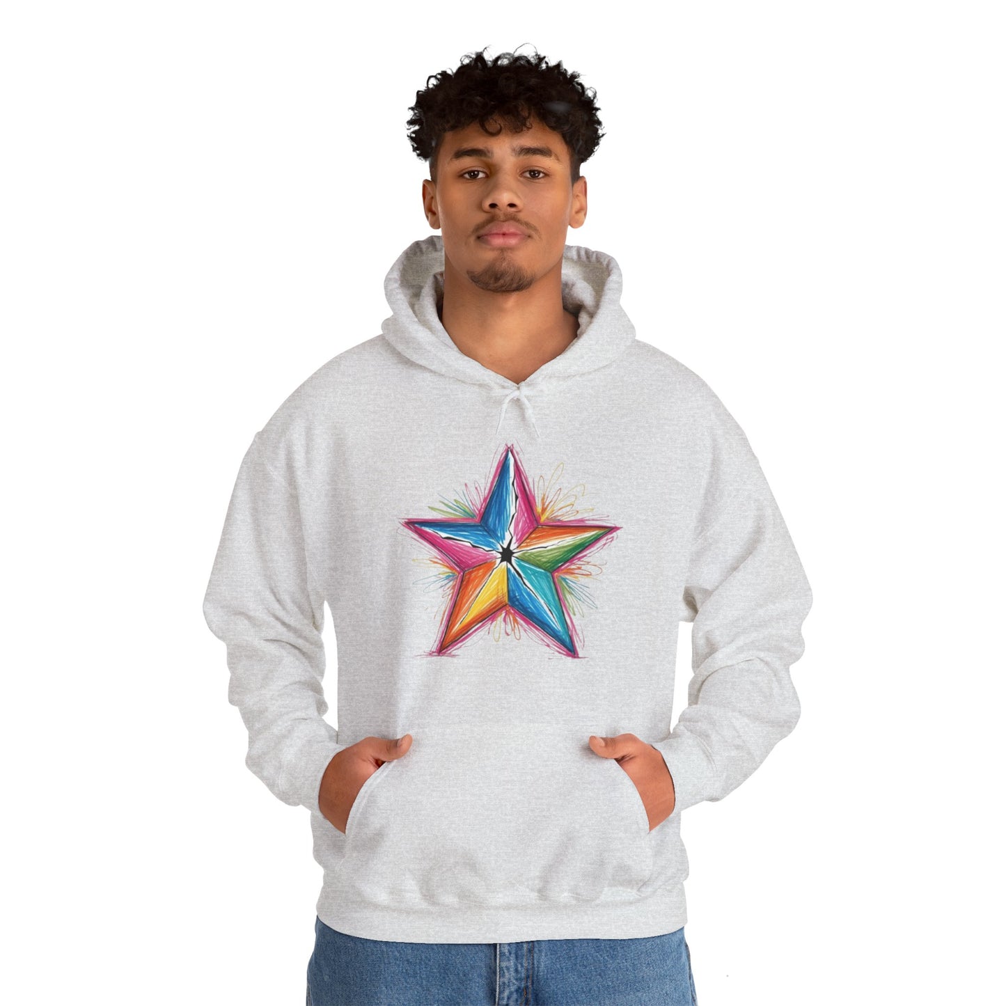 Vibrant Coloured Messy Star - Unisex Hooded Sweatshirt