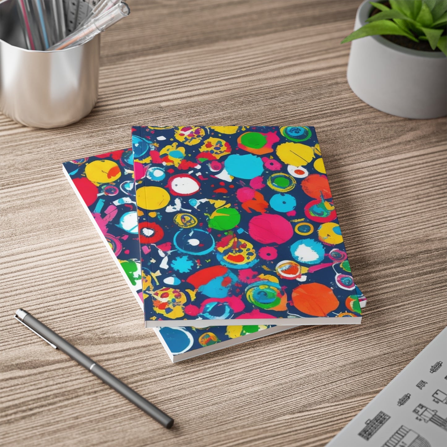 Messy Circle Art - Softcover Notebook, A5