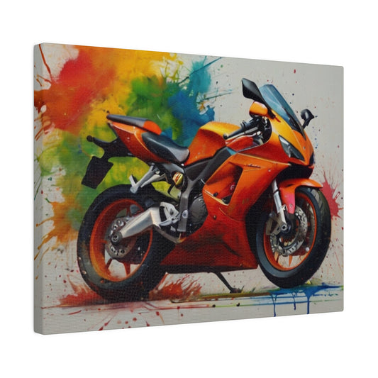 Messy Splatter Motorbike, Motorcycle Canvas - Matte Canvas, Stretched, 0.75"