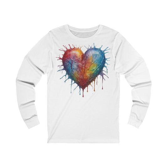 Colourful Messy Frozen Love Heart - Unisex Long Sleeve T-Shirt