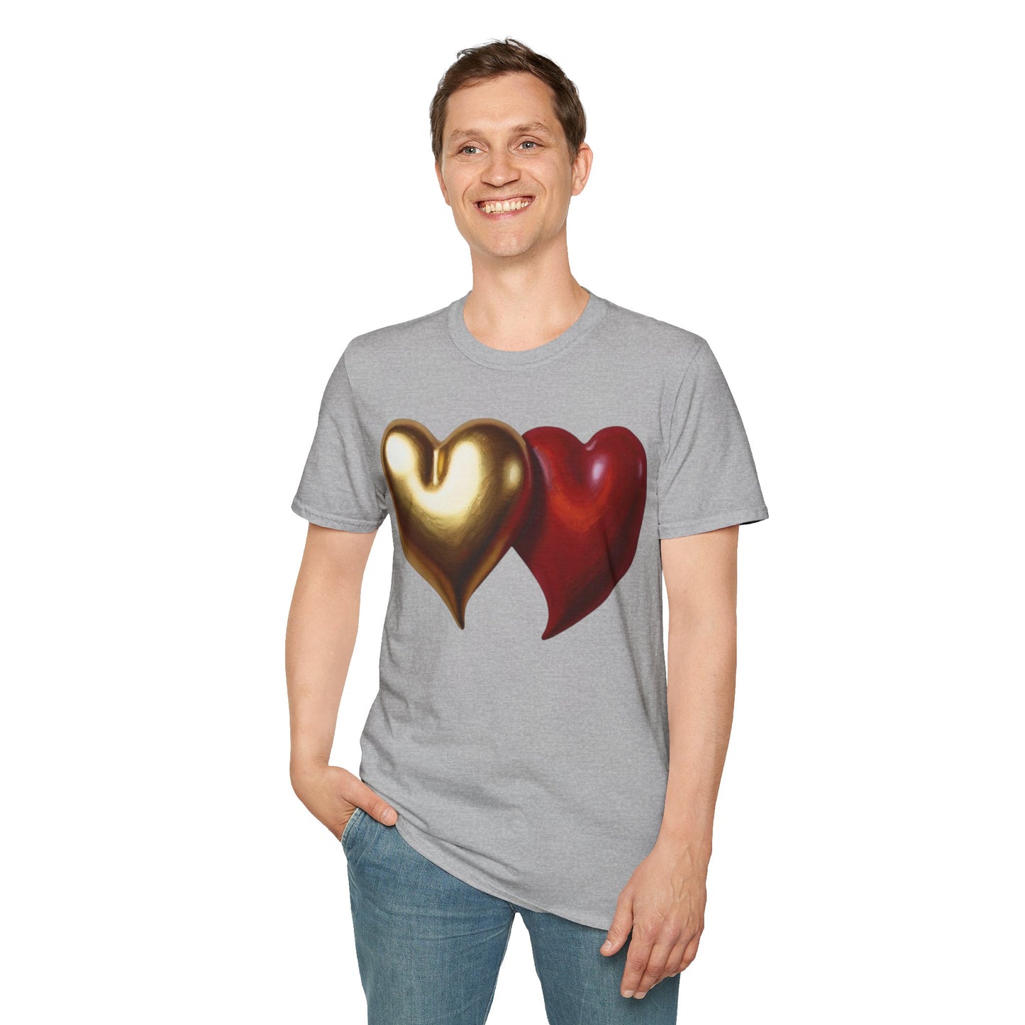 Gold And Red Love Heart - Unisex T-Shirt