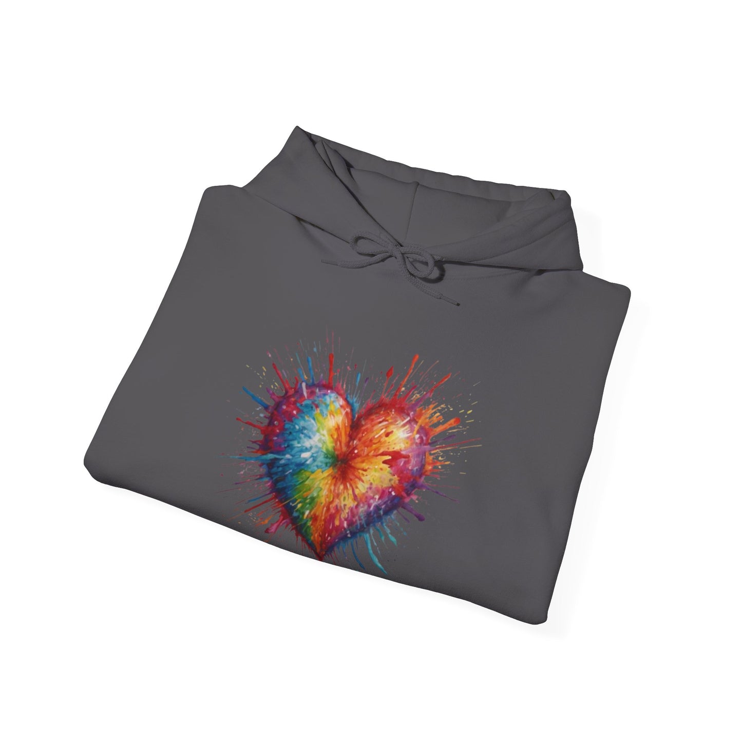 Colourful Messy Exploding Love Heart - Unisex Hooded Sweatshirt