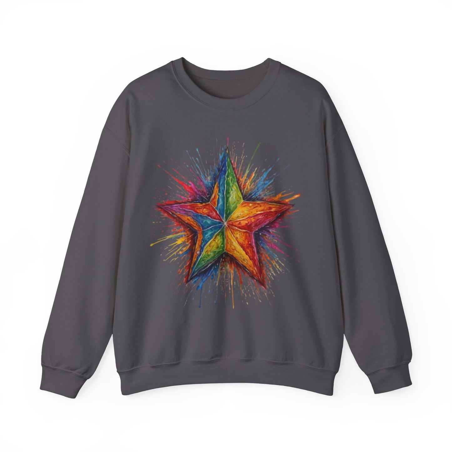 Burning Multicoloured Star - Unisex Crewneck Sweatshirt