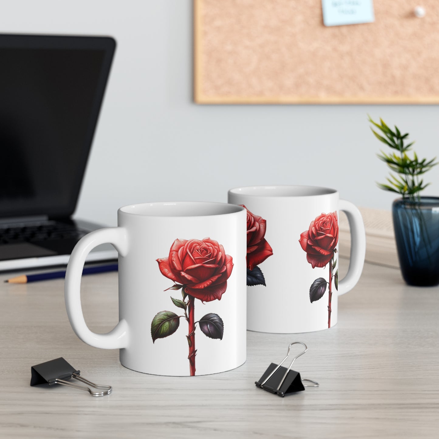Red Roses Art Mug - Ceramic Coffee Mug 11oz