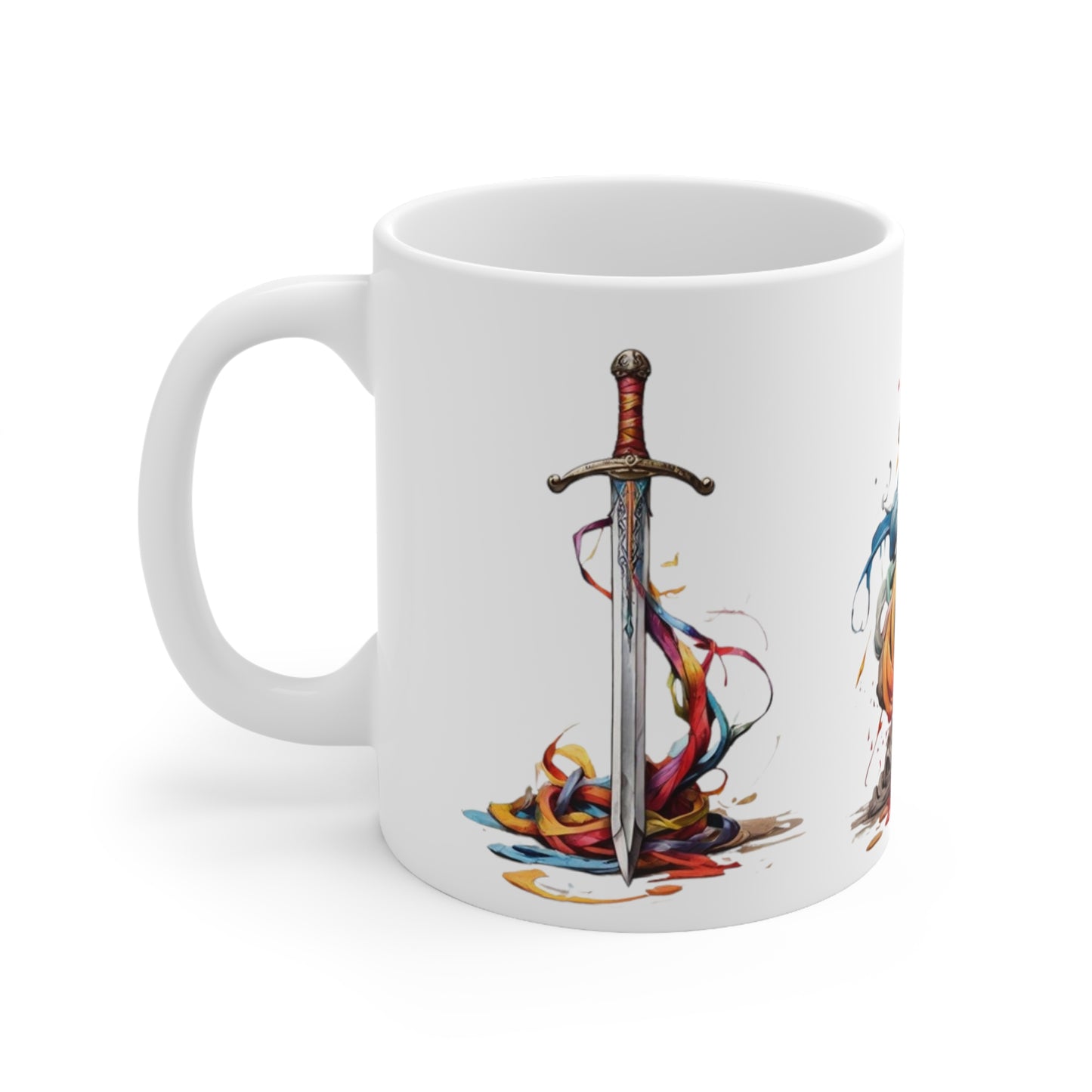 Messy Colourful Swords Mug - Ceramic Coffee Mug 11oz