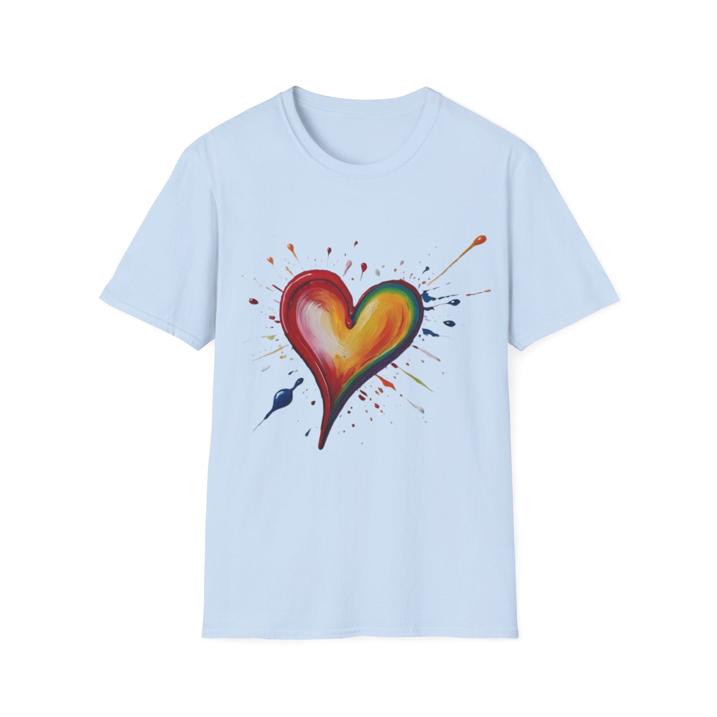 Messy Painted Colourful Slanted Love Heart - Unisex T-Shirt