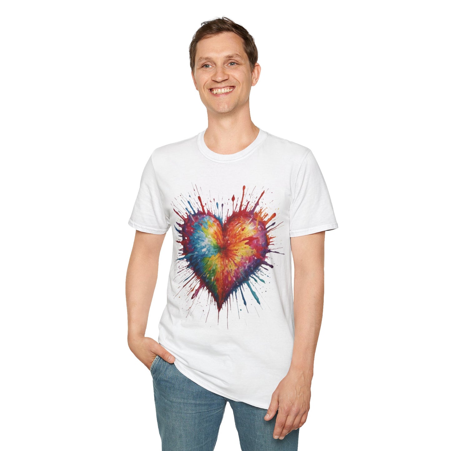 Colourful Messy Exploding Love Heart - Unisex T-Shirt