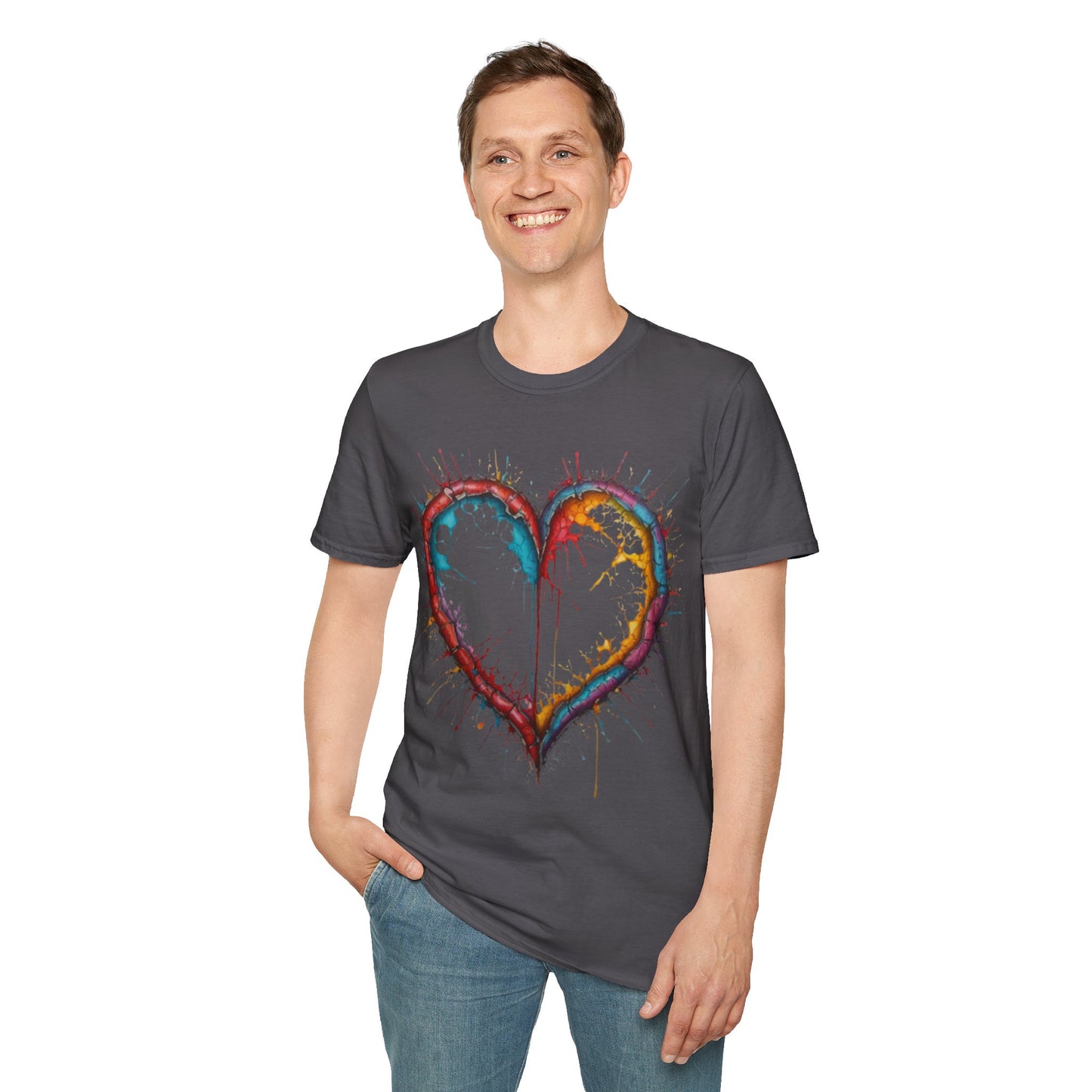 Hollow Colourful Messy Love Heart - Unisex T-Shirt