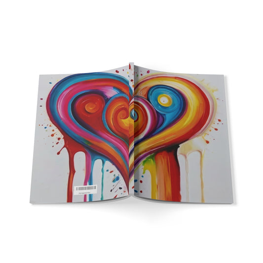 Messy Colourful Duo Love Hearts - Softcover Notebook, A5