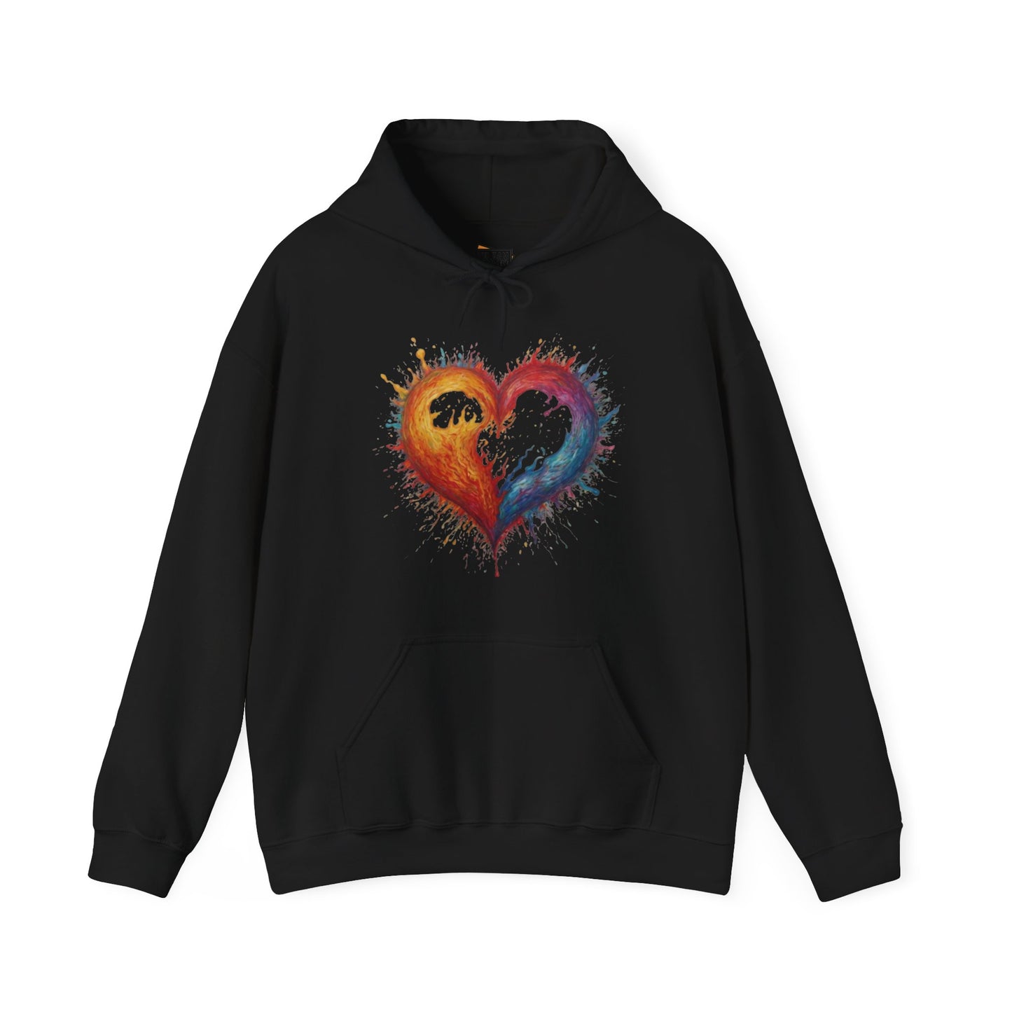 Colourful Burning Love Heart - Unisex Hooded Sweatshirt