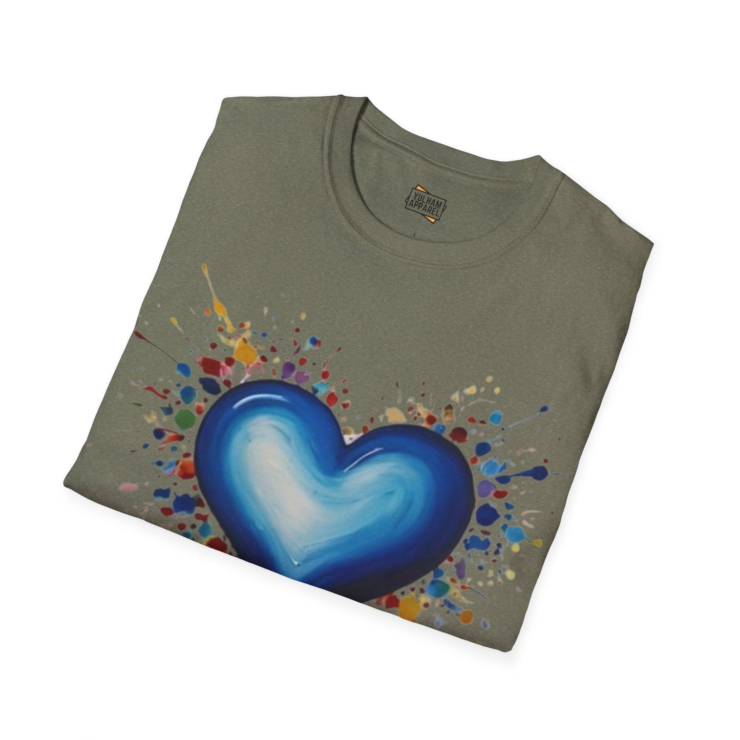 Messy Splatter Blue Love Heart - Unisex T-Shirt