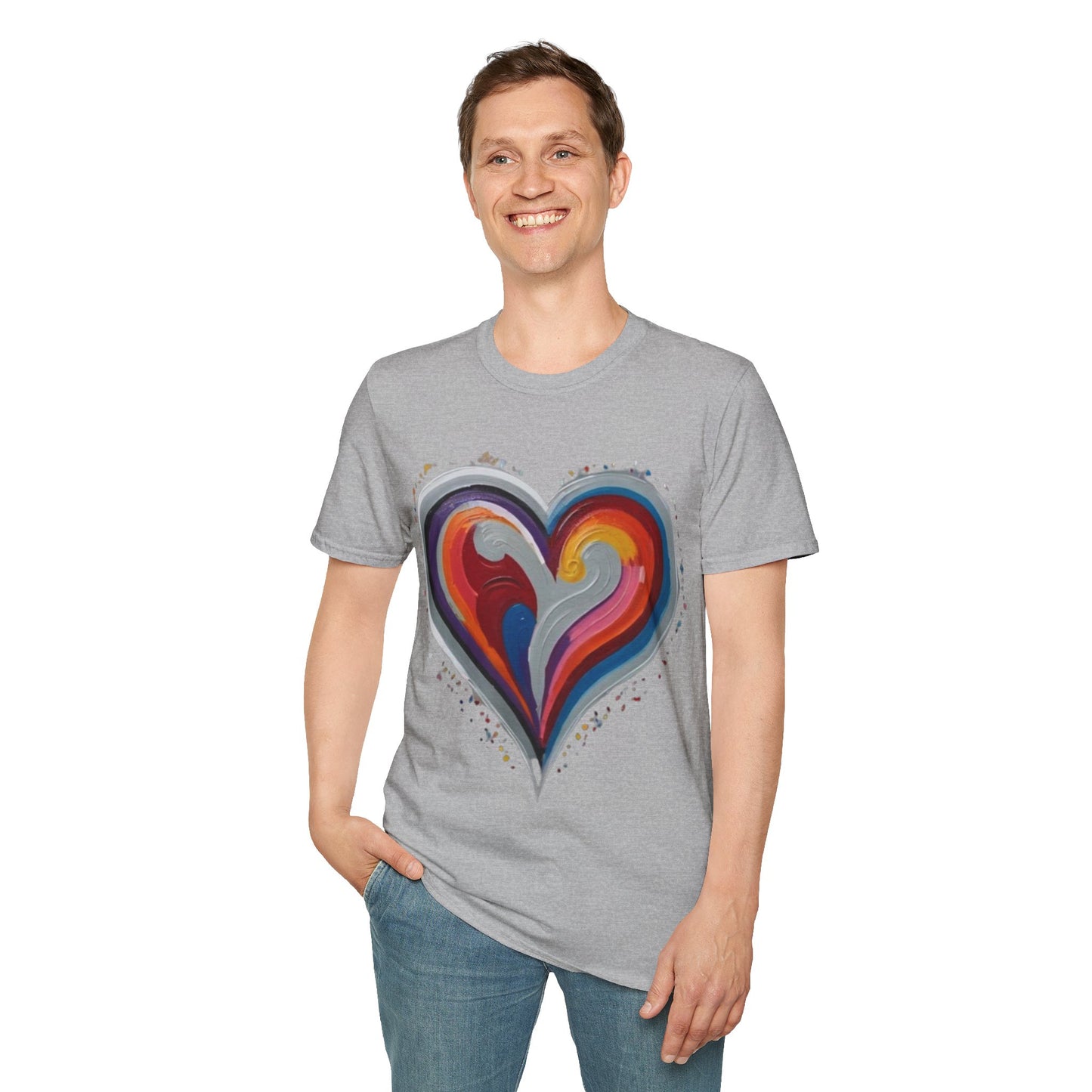 Colourful Grey Love Heart - Unisex T-Shirt