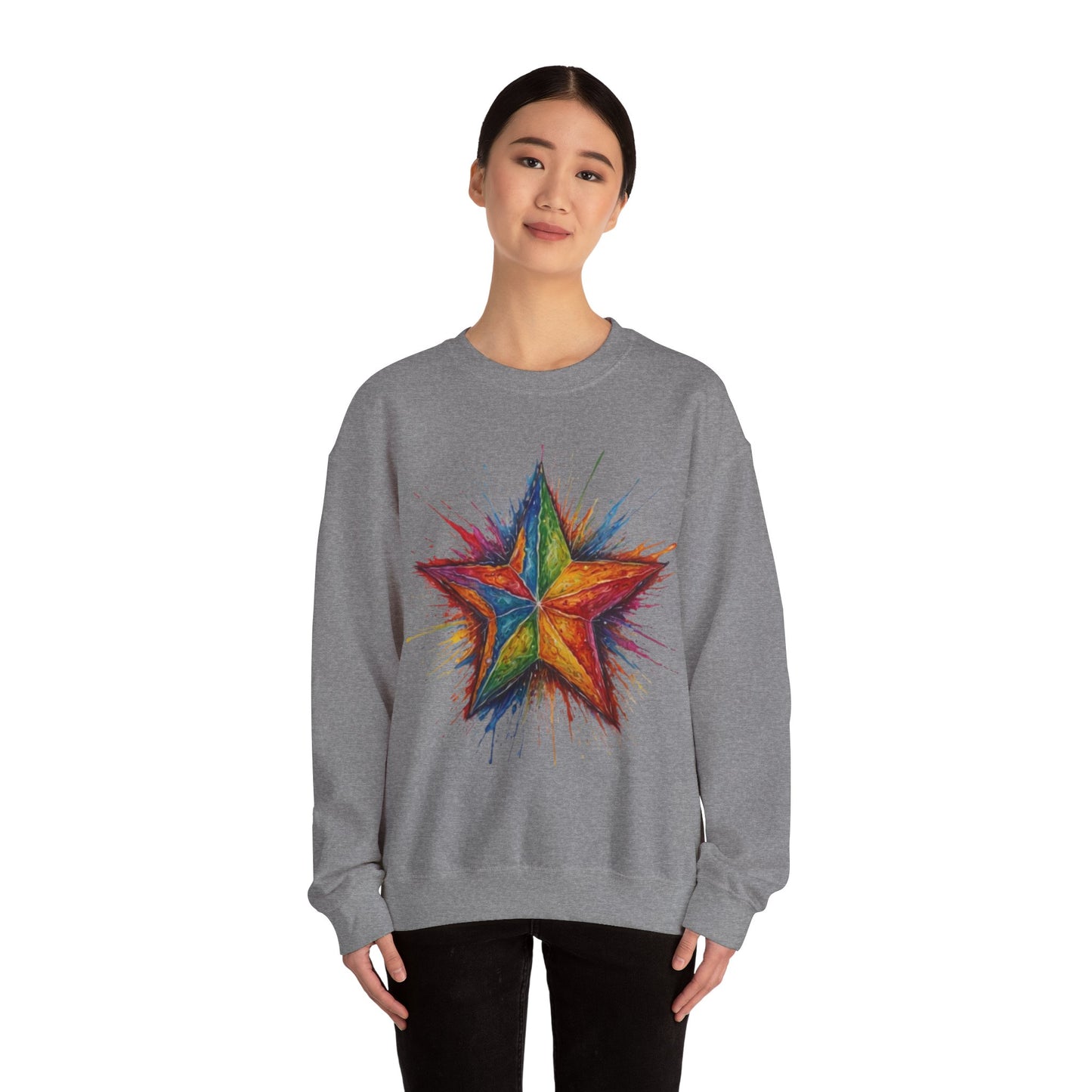 Burning Multicoloured Star - Unisex Crewneck Sweatshirt