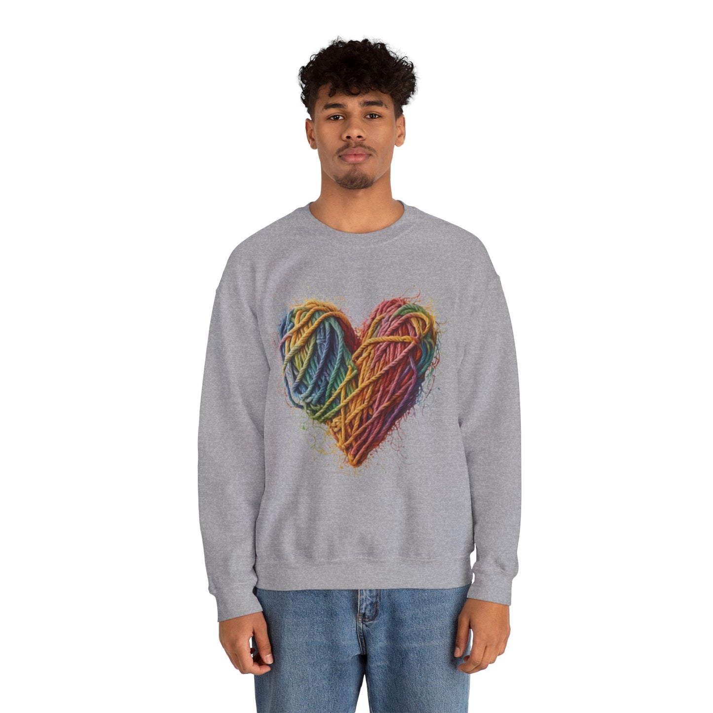 Multicoloured Ropes Love Heart - Unisex Crewneck Sweatshirt