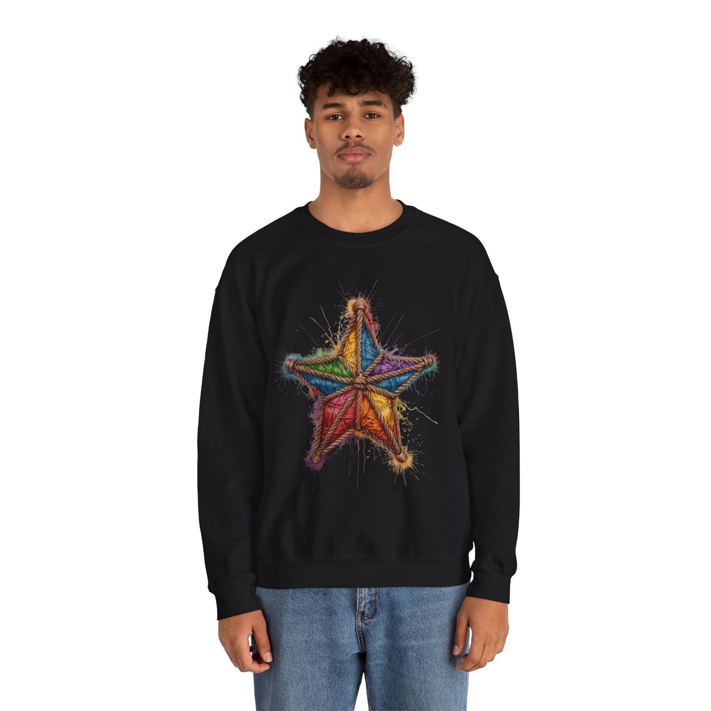 Multicoloured Star Rope Pattern - Unisex Crewneck Sweatshirt