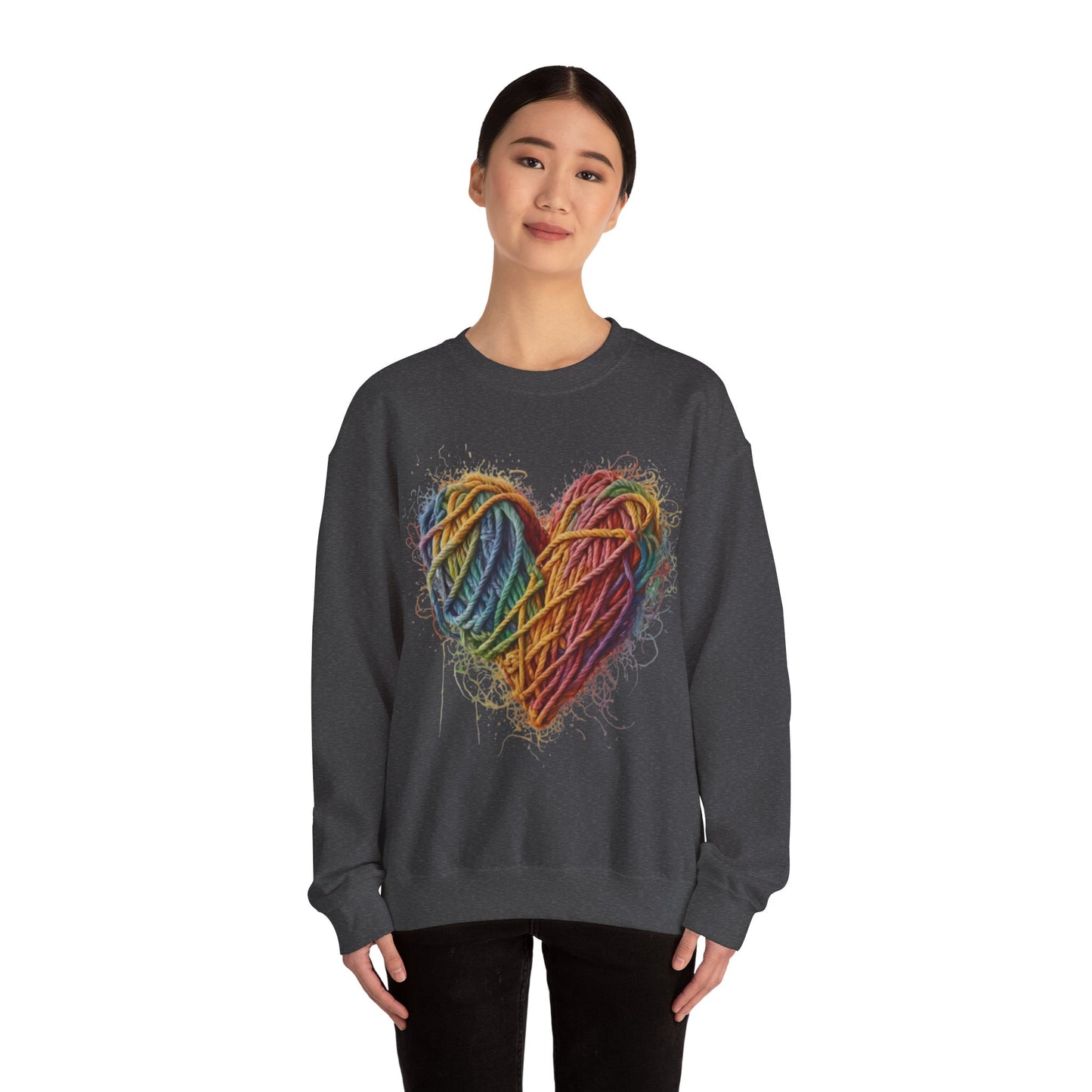 Multicoloured Ropes Love Heart - Unisex Crewneck Sweatshirt