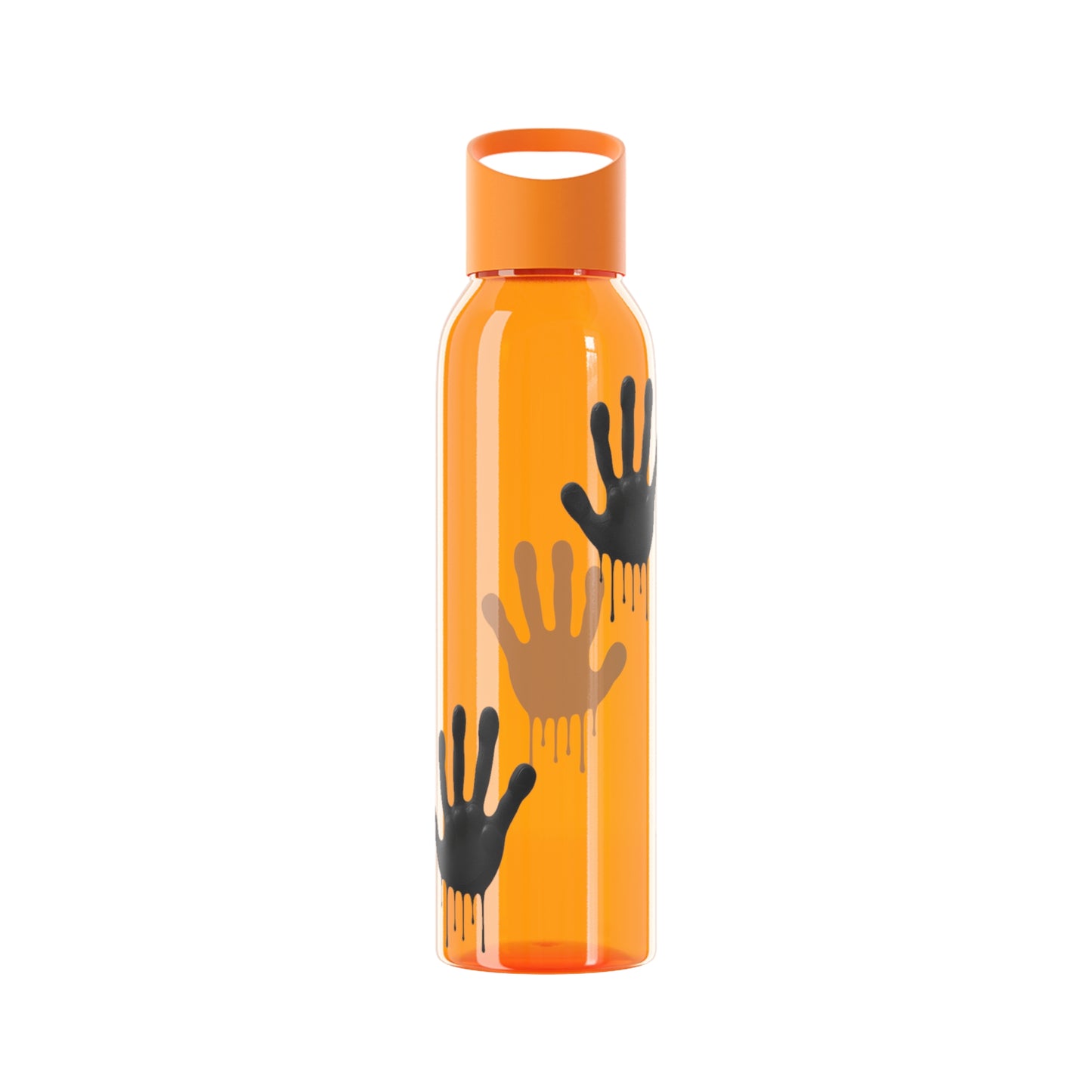 Black Hand Print Art - Sky Water Bottle