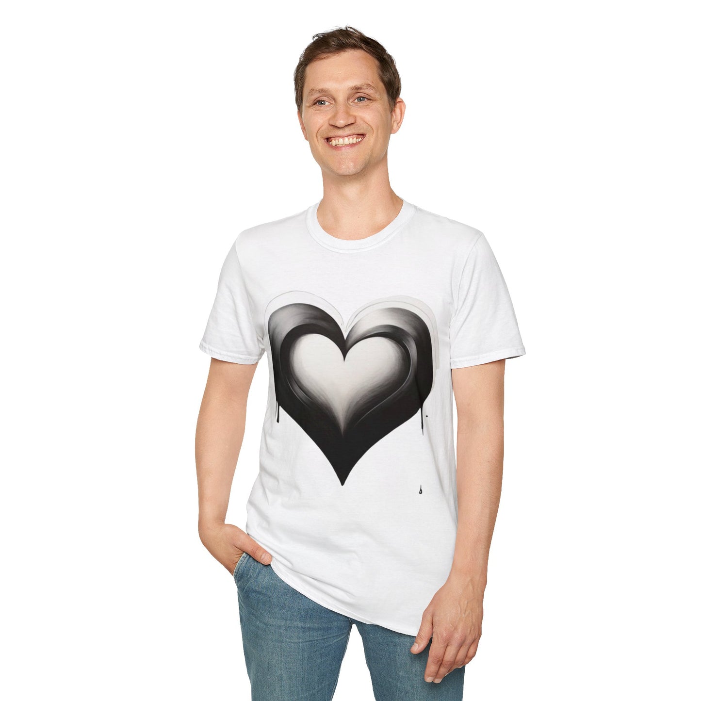 Black and White Heart - Unisex T-Shirt