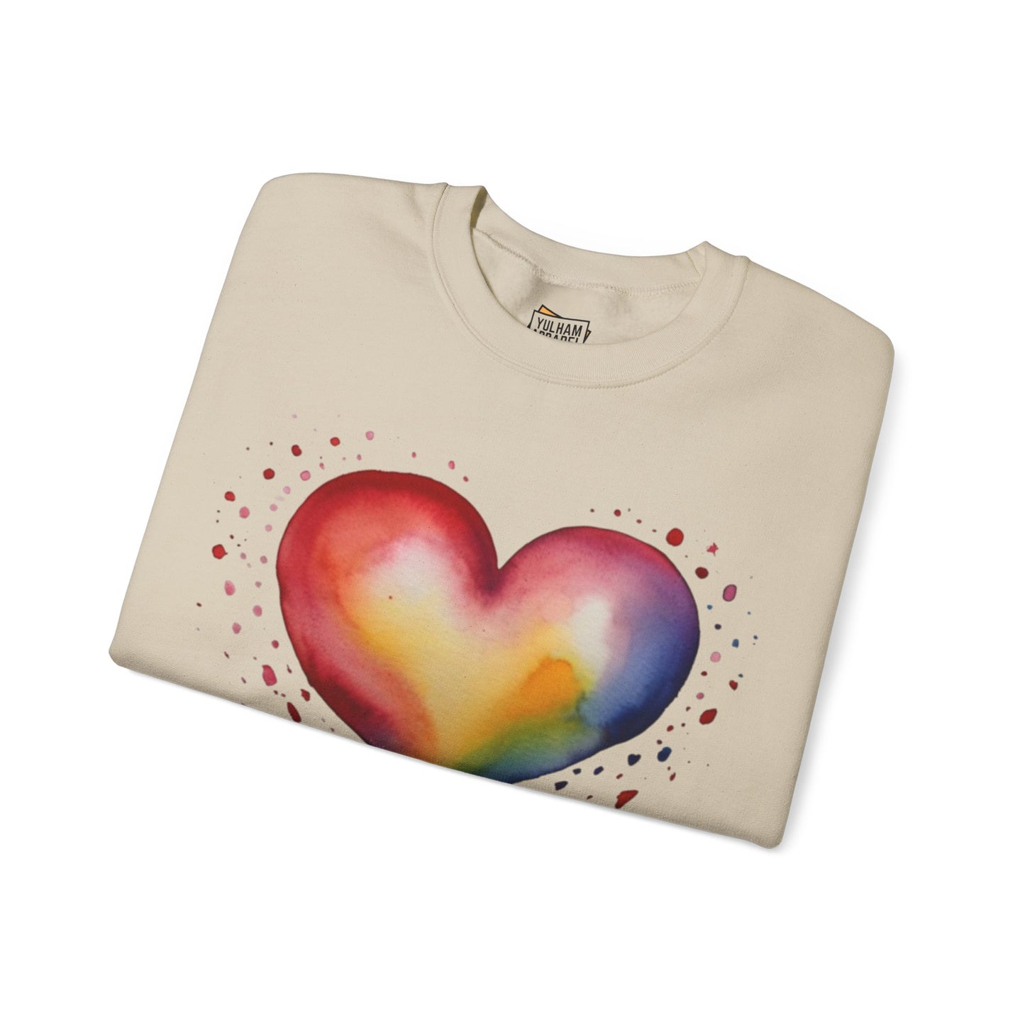 Colourful Watercolour Style Love Heart - Unisex Crewneck Sweatshirt