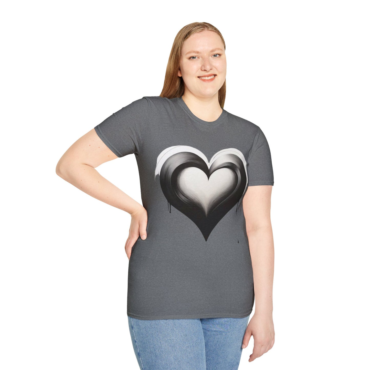 Black and White Heart - Unisex T-Shirt