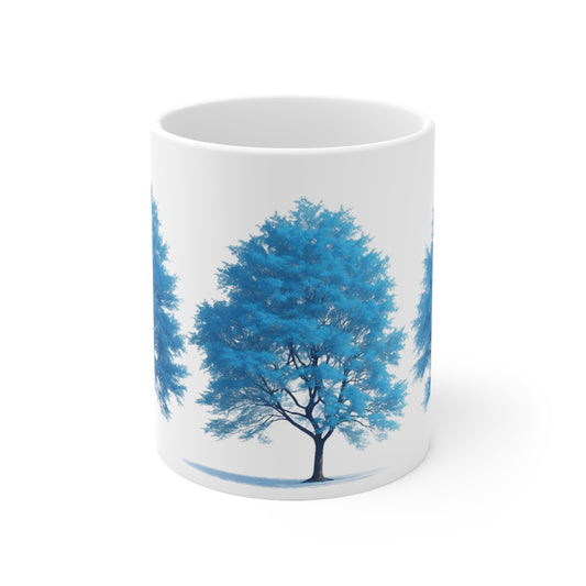 Blue Trees Mug - Ceramic Coffee Mug 11oz
