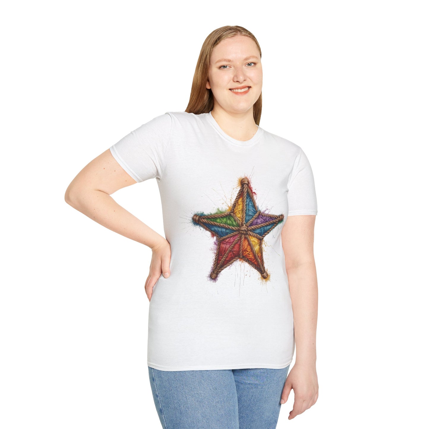 Multicoloured Star Rope Pattern - Unisex T-Shirt