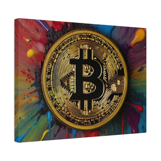 Bitcoin Messy Painting Background - Matte Canvas, Stretched, 0.75"
