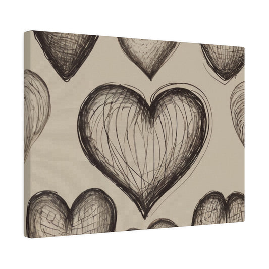 Sketched Love Hearts - Matte Canvas, Stretched, 0.75"