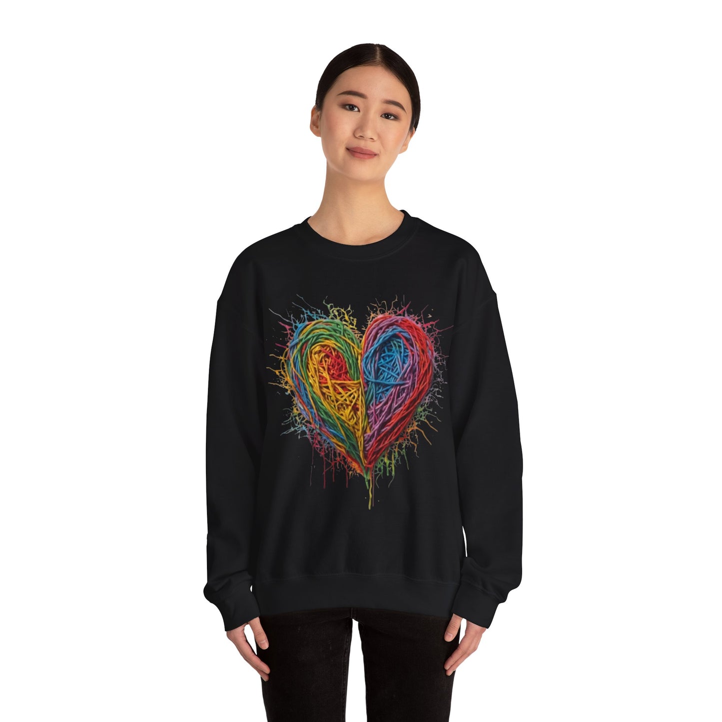 Multicoloured Scoubidou Love Heart - Unisex Crewneck Sweatshirt