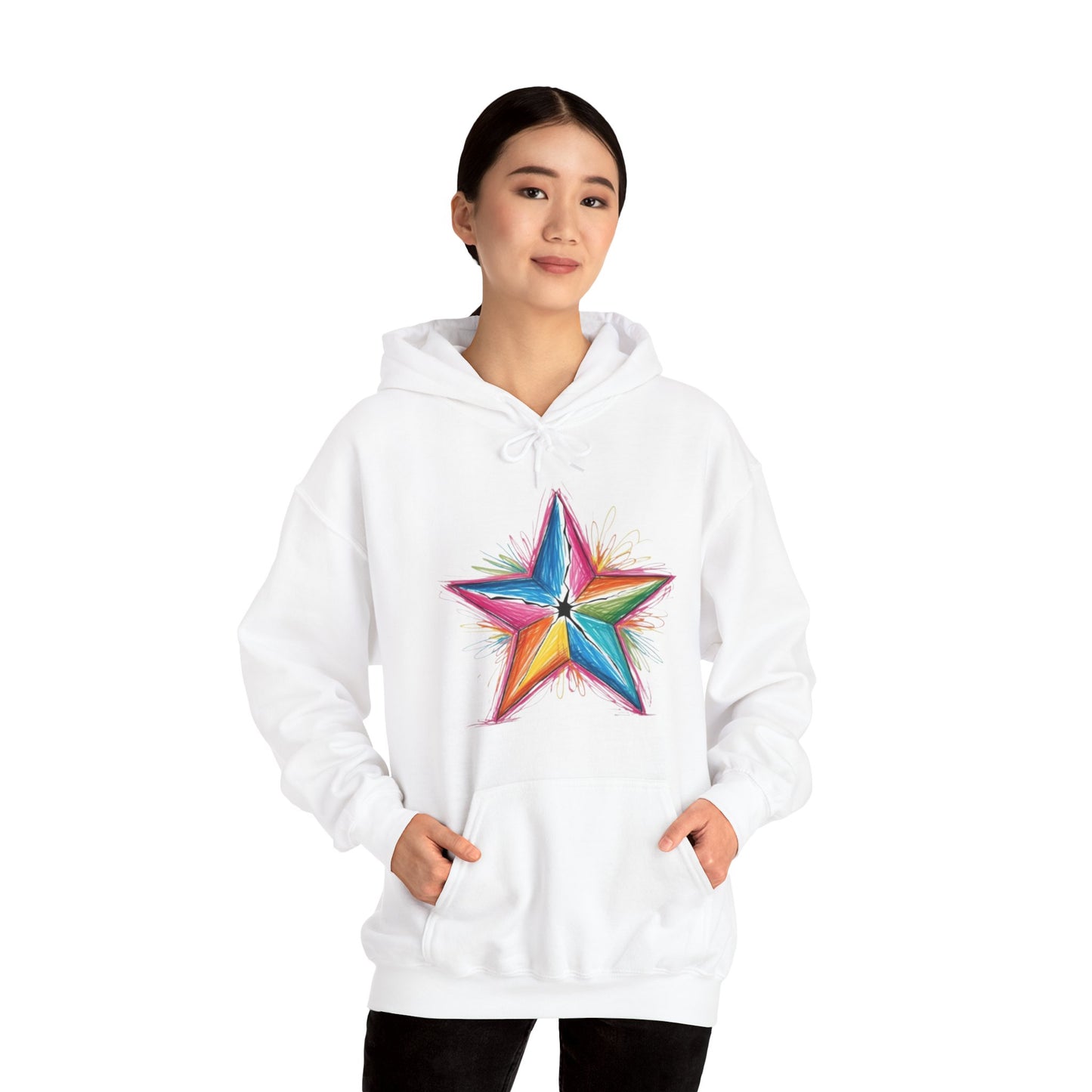 Vibrant Coloured Messy Star - Unisex Hooded Sweatshirt