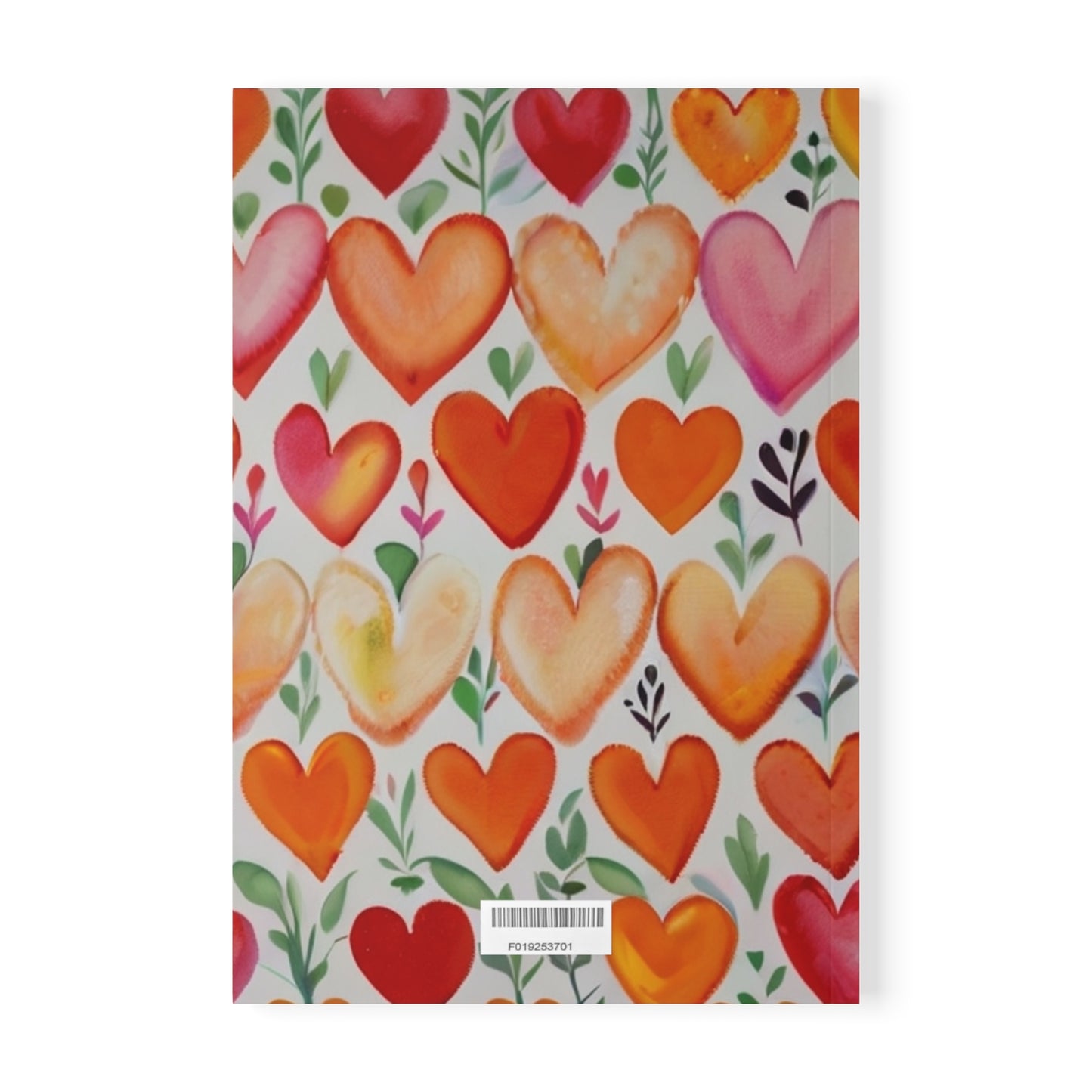 Watercolour Orange And Pink Hearts - Softcover Notebook, A5