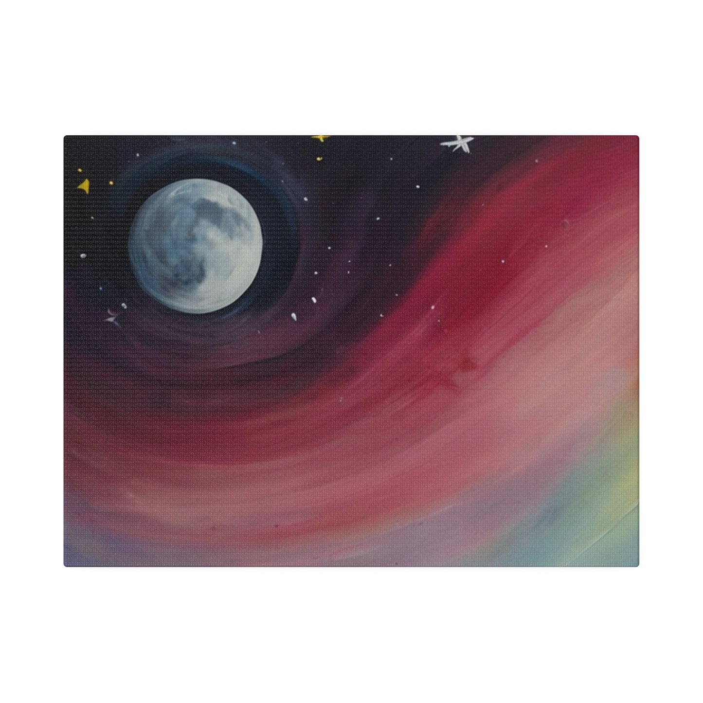 Colourful Moon and Stars - Matte Canvas, Stretched, 0.75"