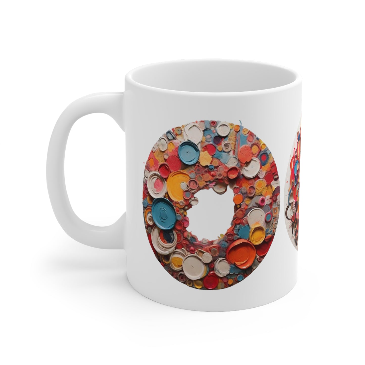 Messy Circle Colourful Paint Mug - Ceramic Coffee Mug 11oz
