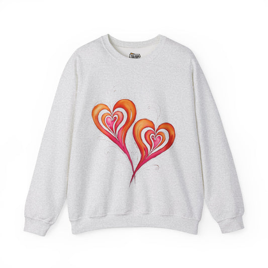 Twin Peachy Love Hearts - Unisex Crewneck Sweatshirt