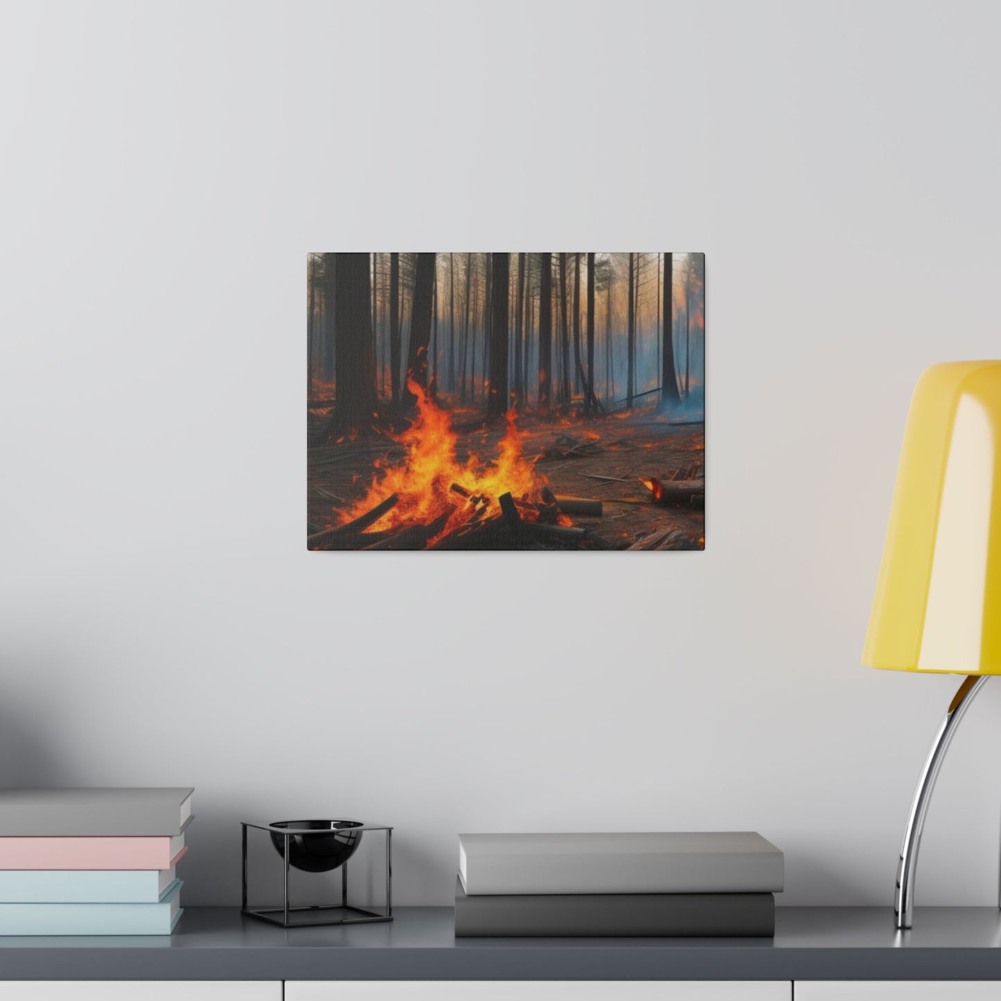 Fire In Forest - Matte Canvas, Stretched, 0.75"