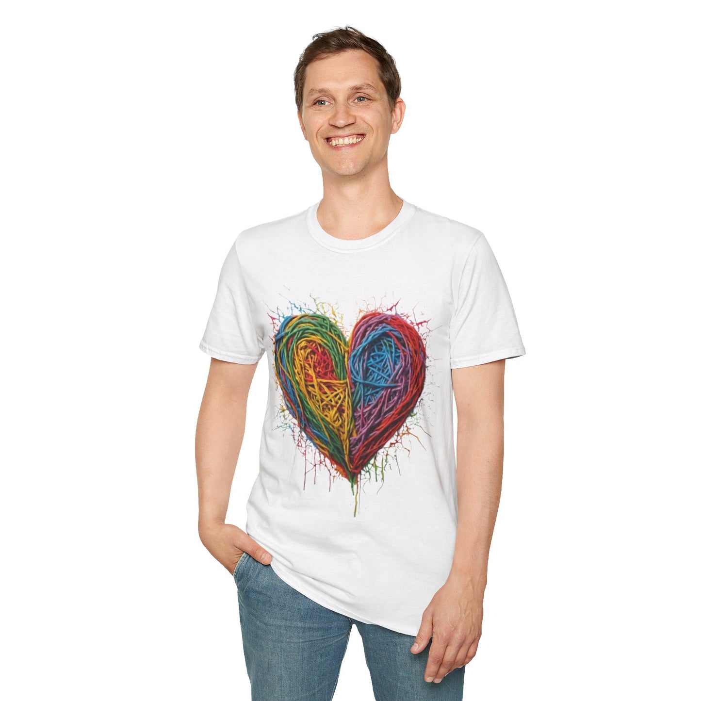 Multicoloured Scoubidou Heart - Unisex T-Shirt