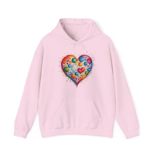 Colourful Messy Bubbles Love Heart - Unisex Hooded Sweatshirt