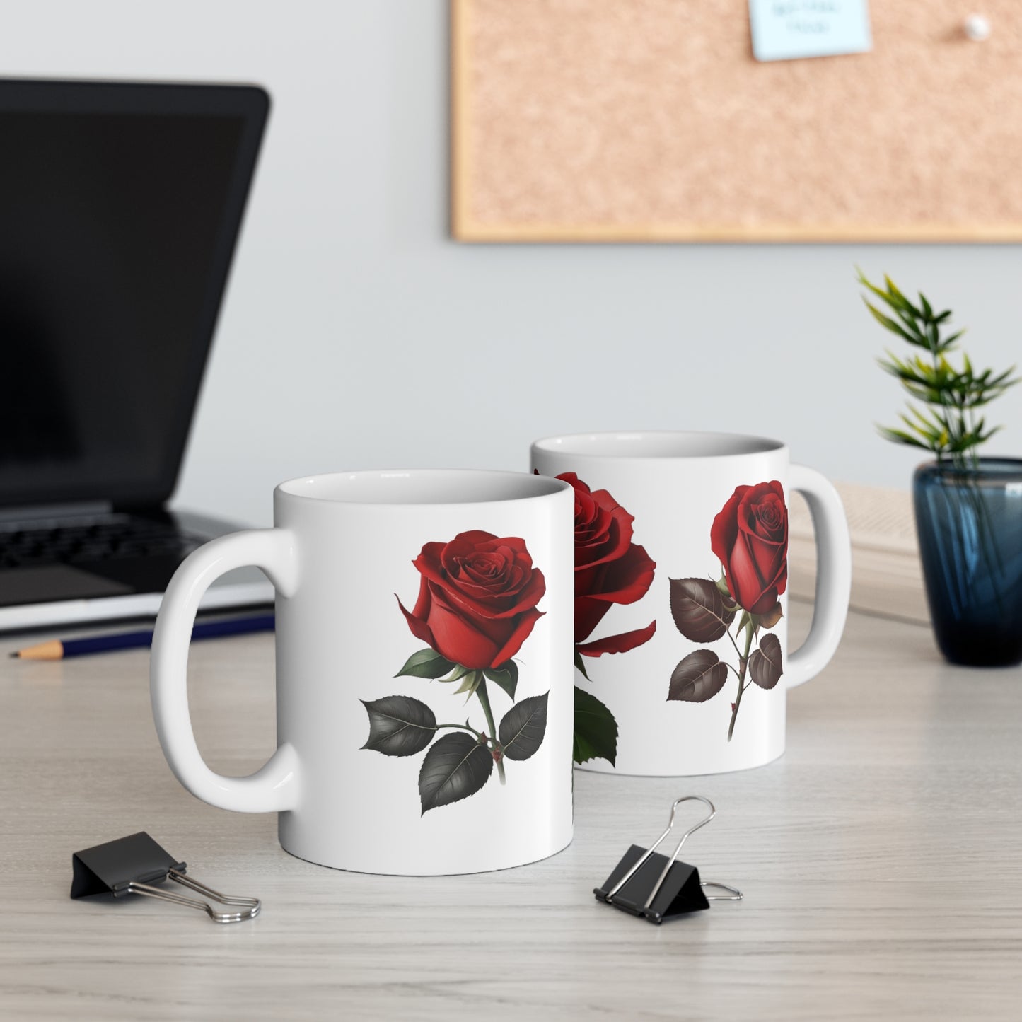 Red Roses Mug - Ceramic Coffee Mug 11oz