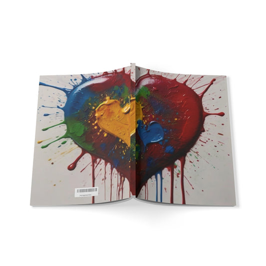 Messy Painted Love Heart - Softcover Notebook, A5