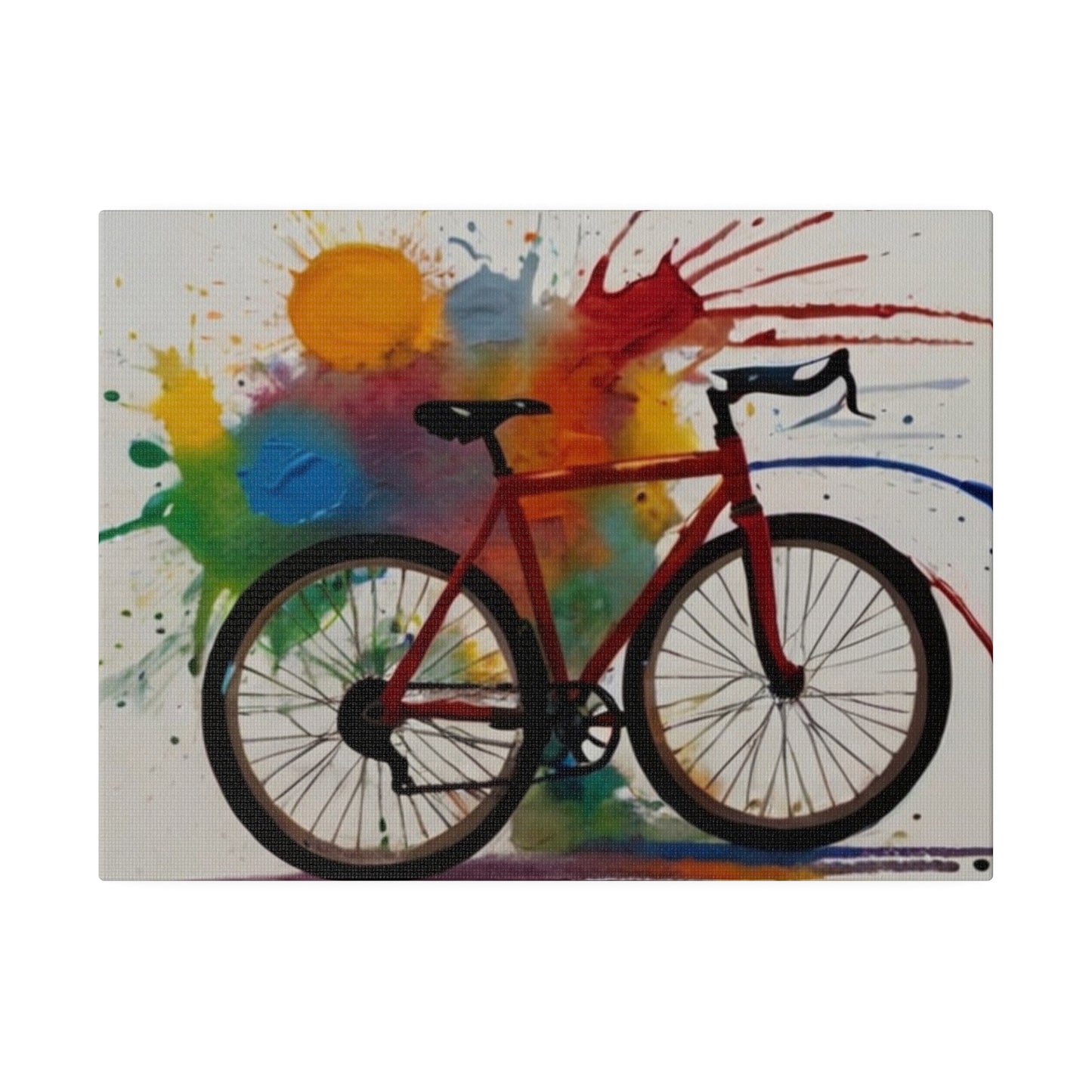 Messy Paint Splatter Bicycle Canvas - Matte Canvas, Stretched, 0.75"