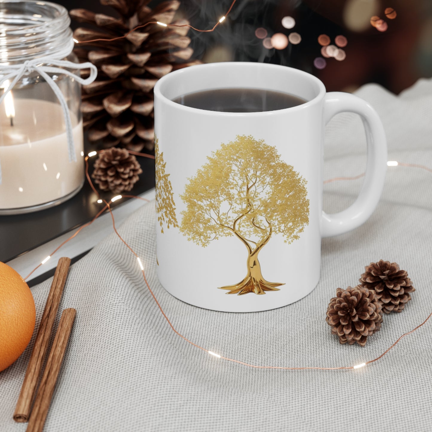 Gold Trees Mug - Ceramic Coffee Mug 11oz